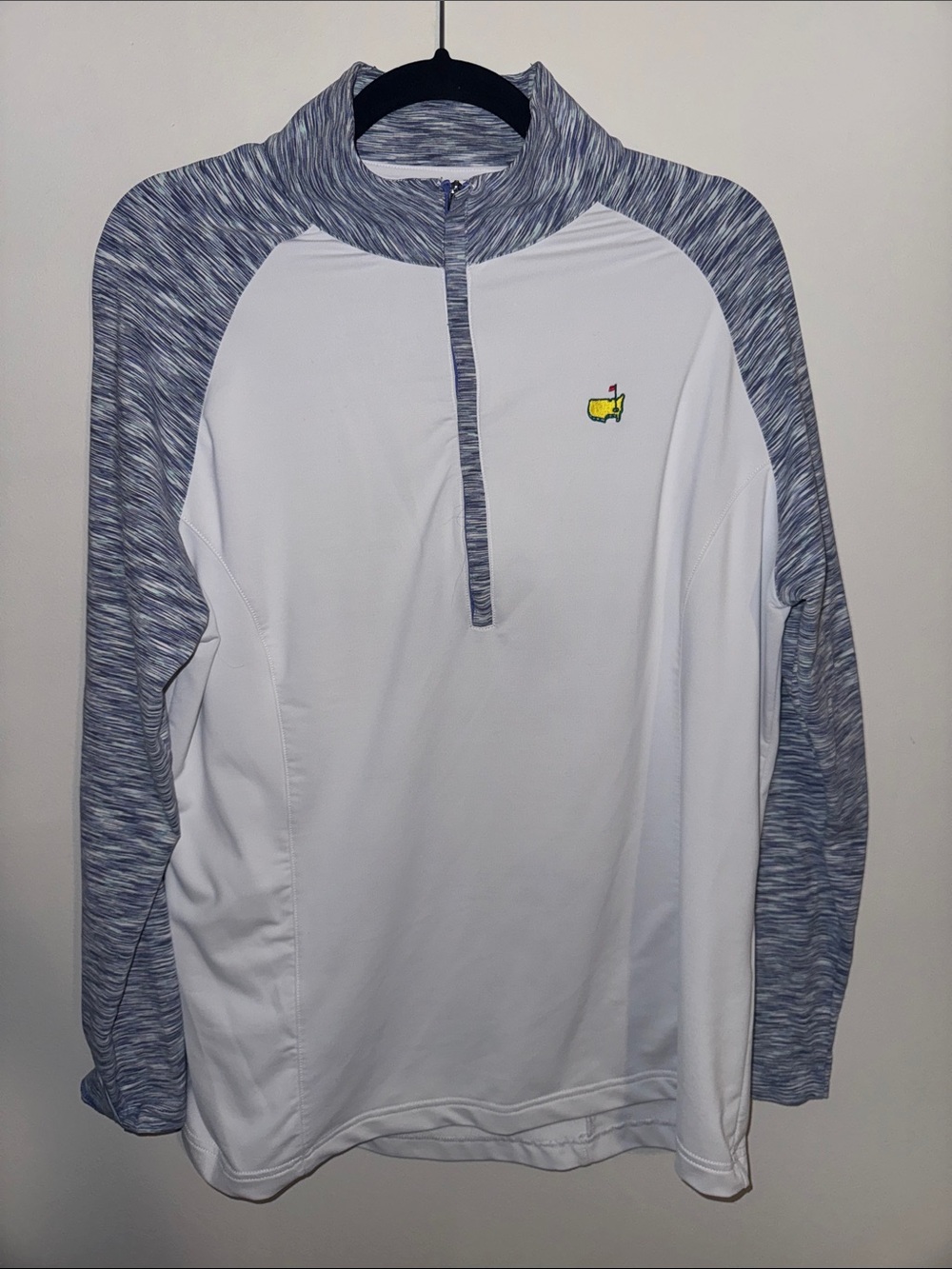 Magnolia Lane White & Gray/Blue Half-Zip Pullover with Masters Logo